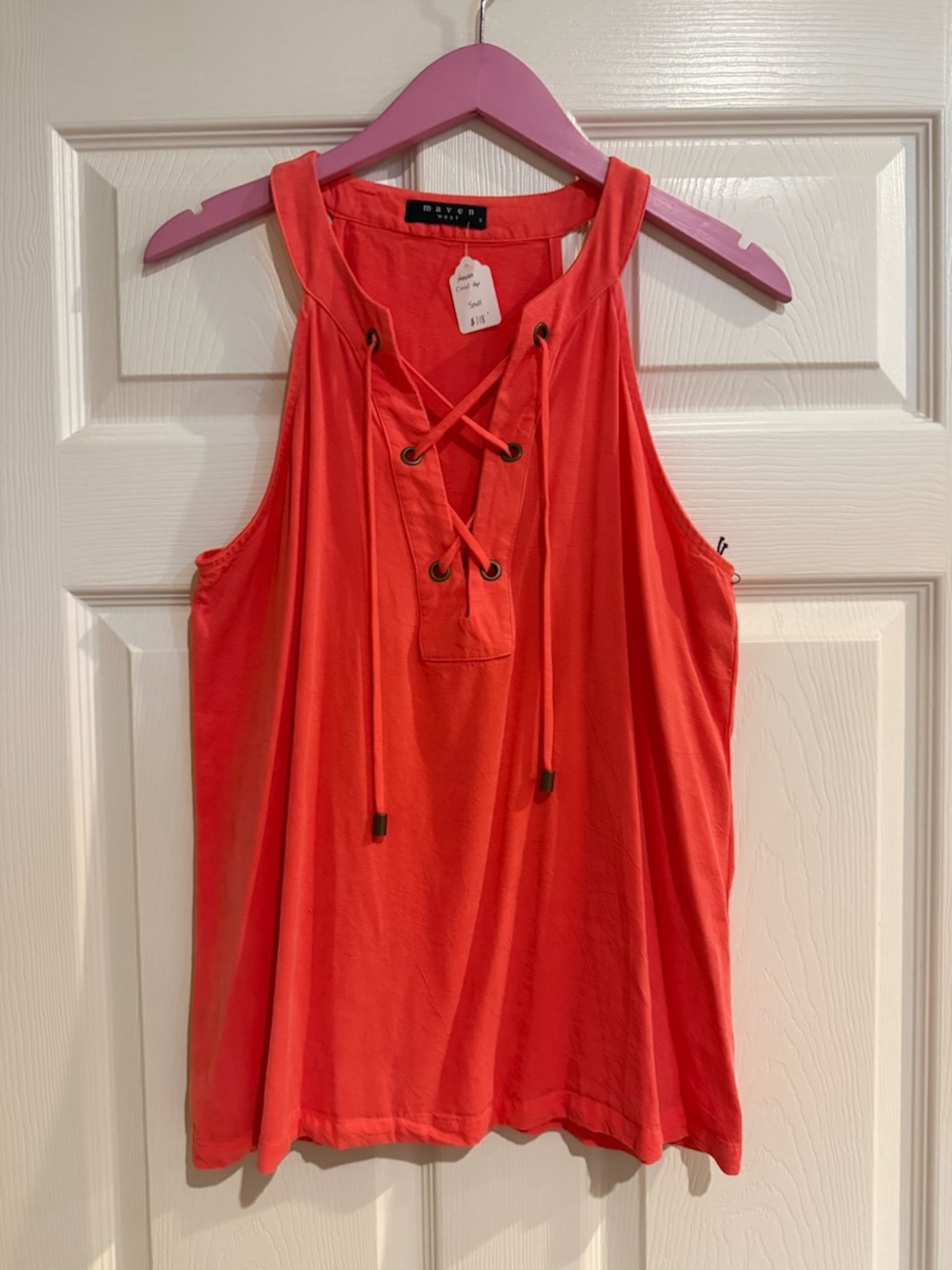 Maven West Coral Lace-Up Sleeveless Tank